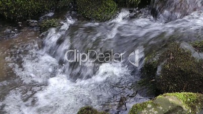 Wasserfall mit Steinen und Moos