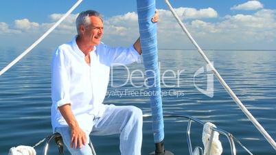 Retired Male Aboard Luxury Yacht