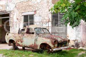 Old rusty car wreck
