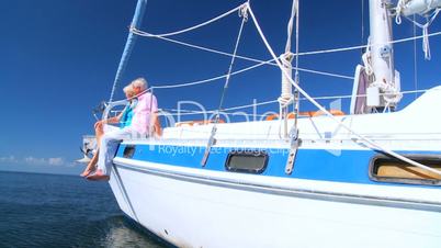 Seniors Enjoying Yachting Relaxation