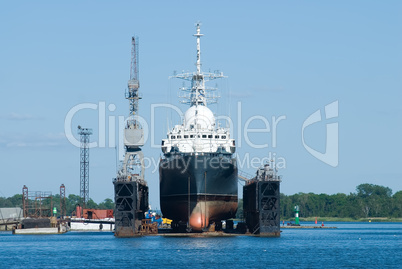 A ship in Baltiysk dry dock