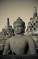 Buddha statue at Borobudur temple, Java, Indonesia
