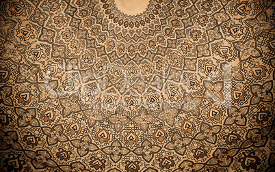 Dome of the mosque, oriental ornaments from Samarkand, Uzbekista