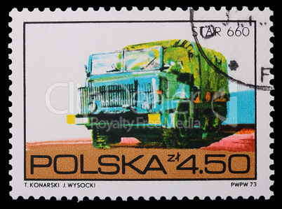 Poland - CIRCA 1973: A stamp - Truck