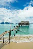 stilt house in tropical waters