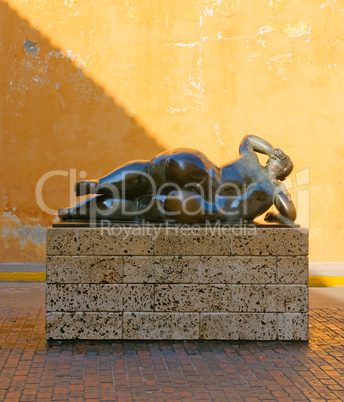 Sculpture of reclining woman, Plaza de Santo Domingo, Cartagena,