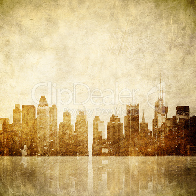 grunge image of new york skyline