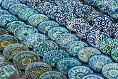 Background of traditional Uzbek ceramic plates