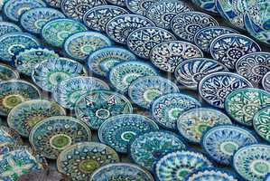 Background of traditional Uzbek ceramic plates