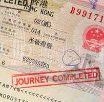 passport with hong kong visa and stamps