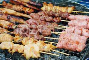 grilled satay, street food in thailand