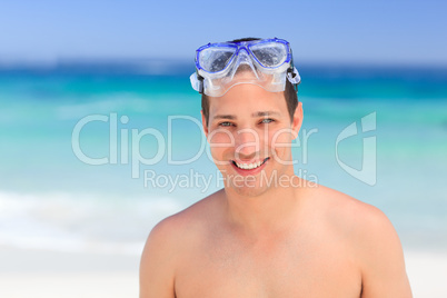 Close up of a man with his mask