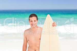 Man with his surfboard