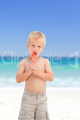 Little boy eating his ice cream