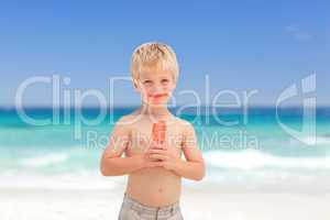 Little boy eating his ice cream