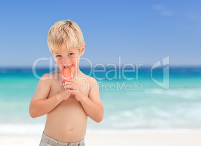 Little boy eating his ice cream