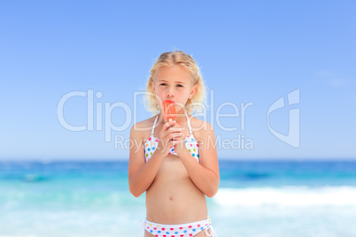 Little girl eating her ice cream