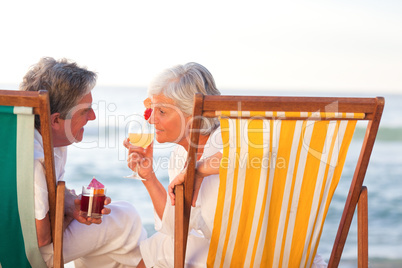 Senior couple drinking a cocktail