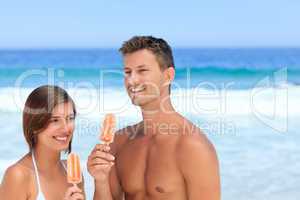 Couple eating an ice cream