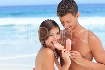 Couple eating an ice cream