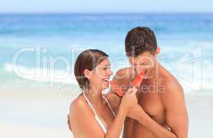 Couple eating an ice cream