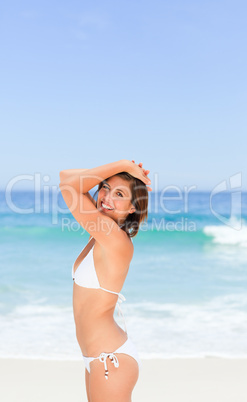 Wonderful woman posing in front of the camera