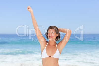 Lovely woman posing in front of the camera