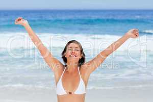 Adorable  woman posing in front of the camera