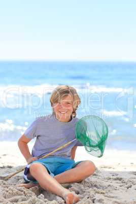 Boy with his fishing net