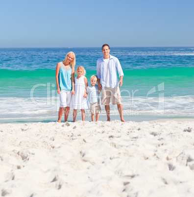 Portrait of a family on the beach