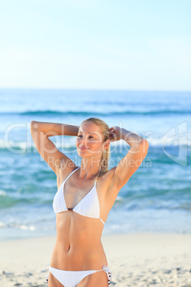 Blonde woman at the beach