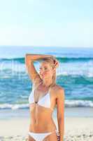 Blonde woman at the beach