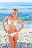 Blonde woman at the beach