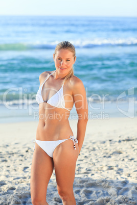 Blonde woman at the beach