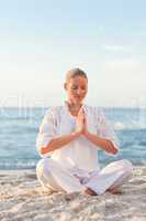 Peaceful woman practicing yoga