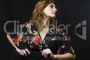 Portrait of girl at black