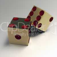 Golden right handed casino dice