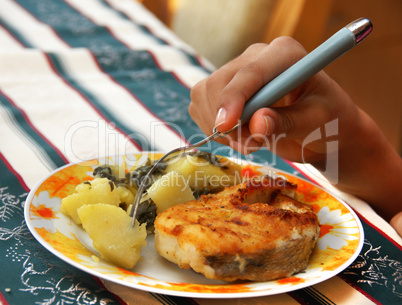 Fish and potatoes meal