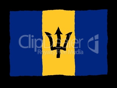 Handdrawn flag of Barbados