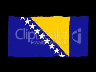 Handdrawn flag of Bosnia and Herzegovina