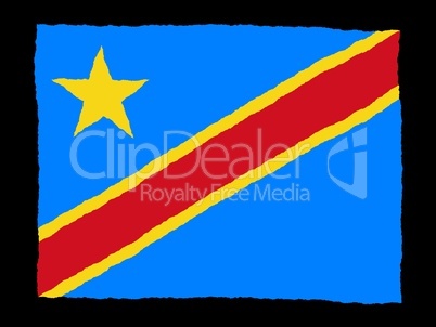 Handdrawn flag of Democratic Republic Congo