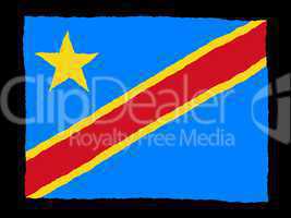 Handdrawn flag of Democratic Republic Congo