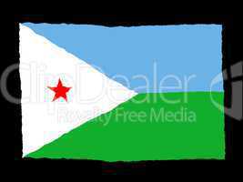 Handdrawn flag of Djibouti
