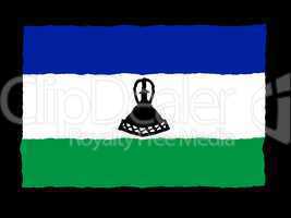 Handdrawn flag of Lesotho