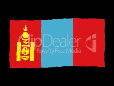 Handdrawn flag of Mongolia