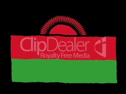 Handdrawn flag of Malawi