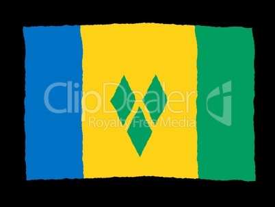 Handdrawn flag of Saint Vincent and Grenadines