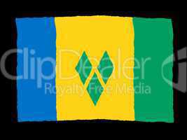 Handdrawn flag of Saint Vincent and Grenadines