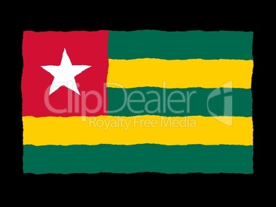 Handdrawn flag of Togo