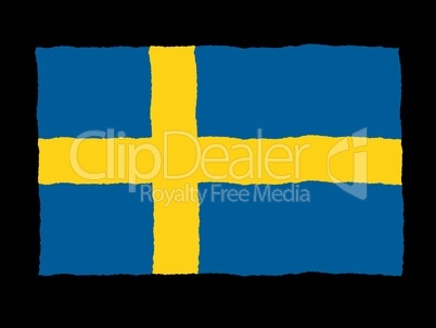 Handdrawn flag of Sweden